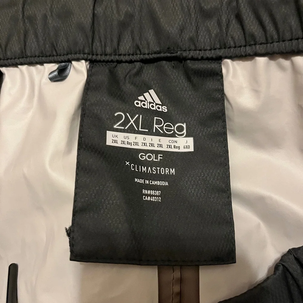 Adidas‎ Golf ClimaStorm Track Pants Men 2XL Reg Black Waterproof Windbreaker